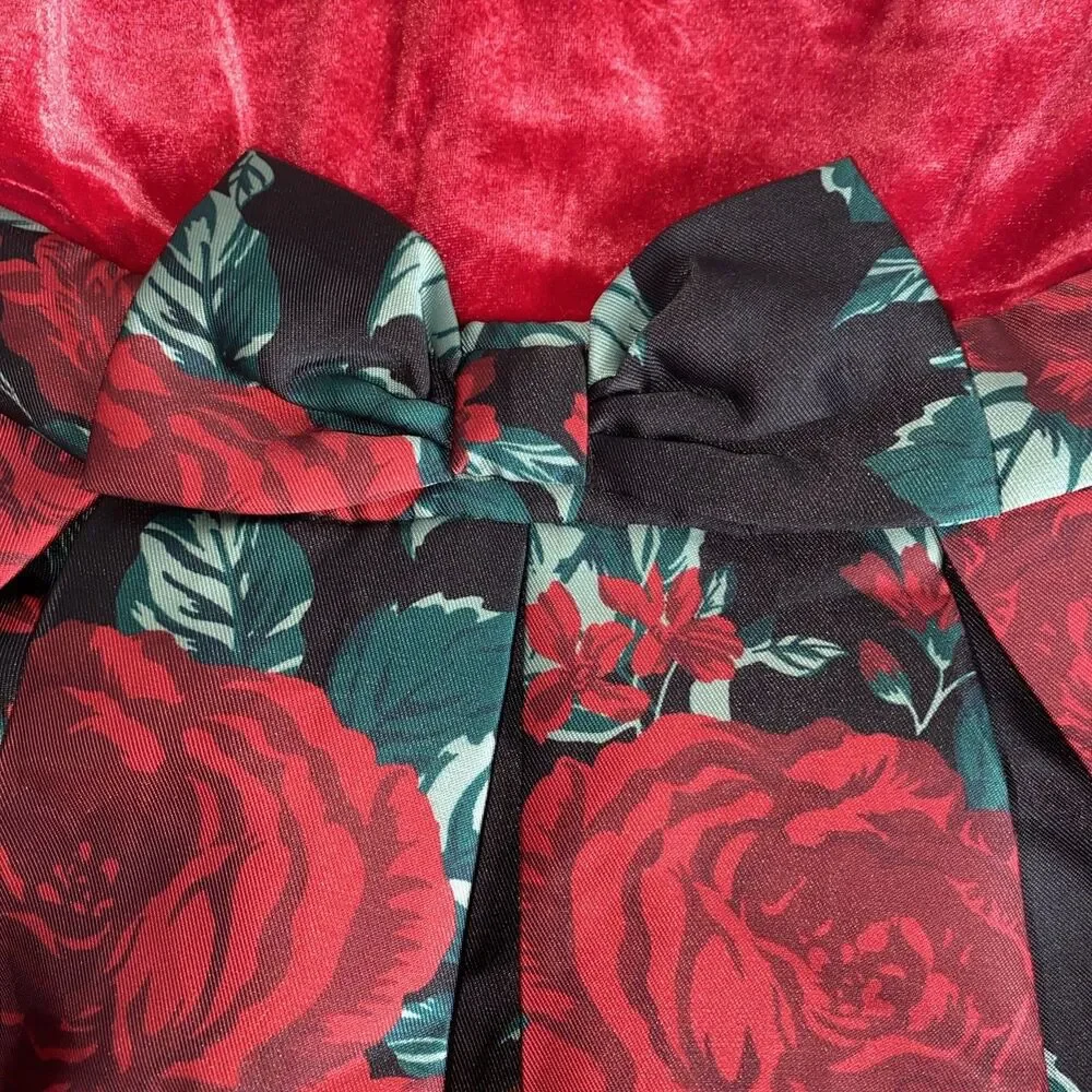 NEW NWT Girls Sz 5 Red Velour and Black Floral Sleeveless Dress CHILDRENS PLACE - Picture 10 of 10